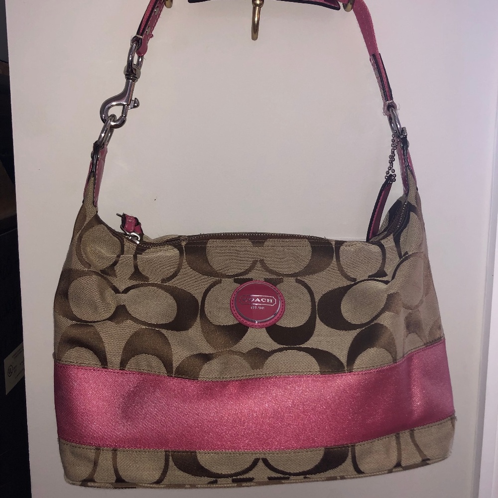 Coach Brown and Hot Pink Handbag